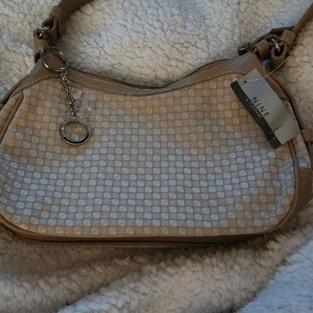 Nine West Beige Patterned Shoulder Bag